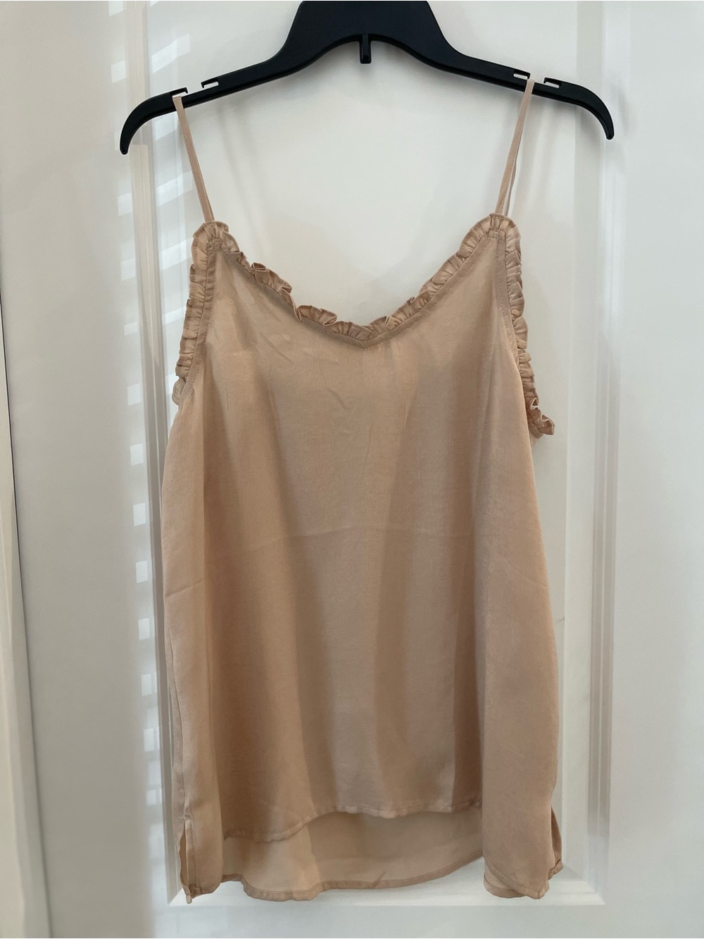 Delicate Ruffle-Edge Nude Satin Camisole
